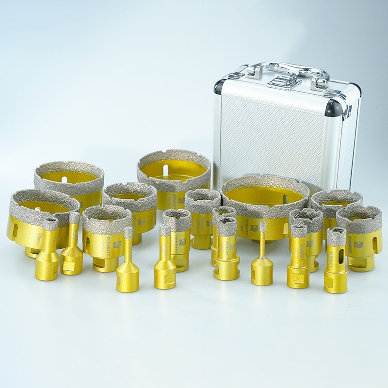 Vacuum Brazed 16Pcs Diamond Drilling Core Bit Kit for Porcelain Marble Granite Cuts Hole Saw Stone Work