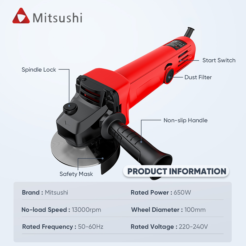 Mitsushi Wholesale Powerful Angle Grinder High Efficiency Tools Metal Electric Powerful Angle Grinder With Factory Outlet