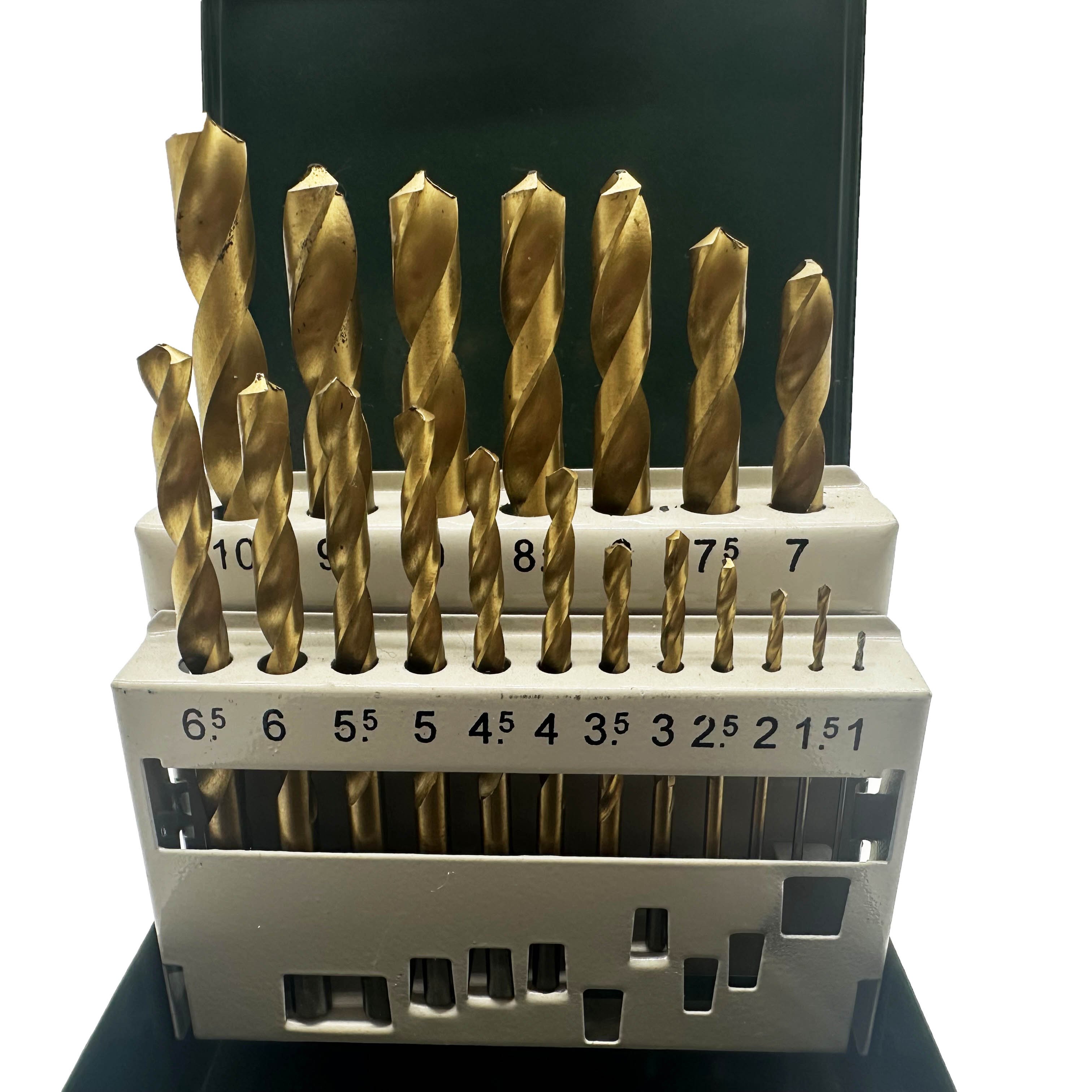 AutoErizo Twist Drill Bit 19 pcs Set Blue Iron Box HSS 4241 4341 1.0-10mm Length Screwdriver