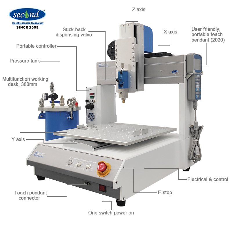 Factory Direct Automatic Fluid Glue Desktop Dispensing Robot With Material Filling Pressure tank