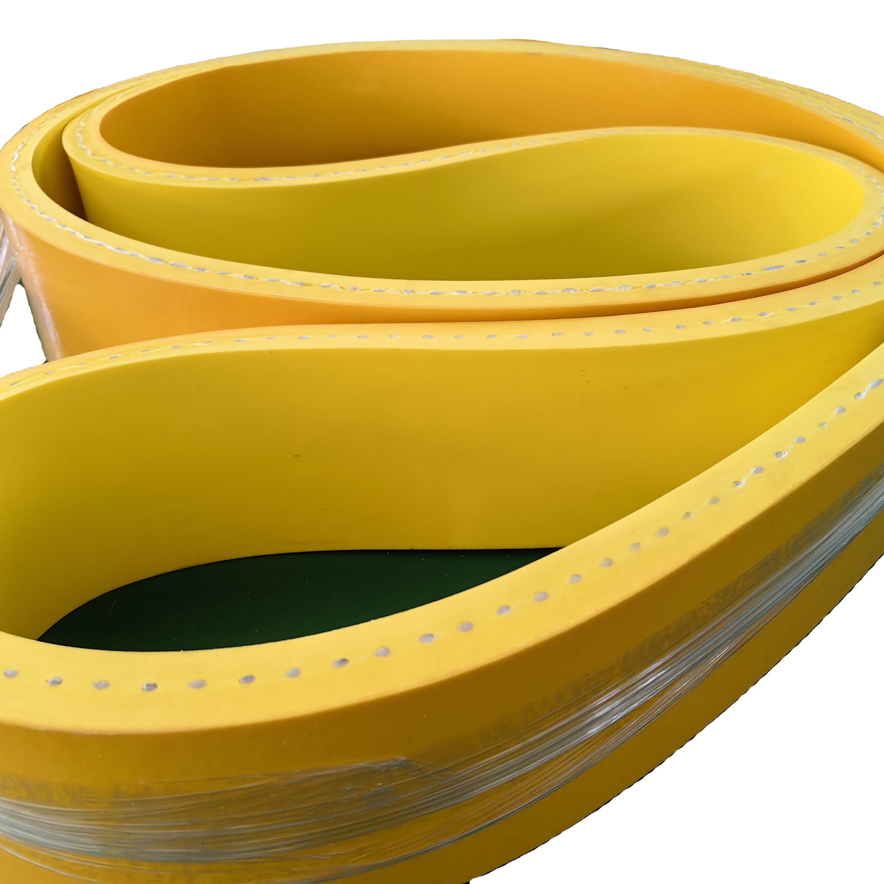 Yellow Grey Flat PU Cable Traction Belt Wear Resistant High Strength PU Seamless Belt
