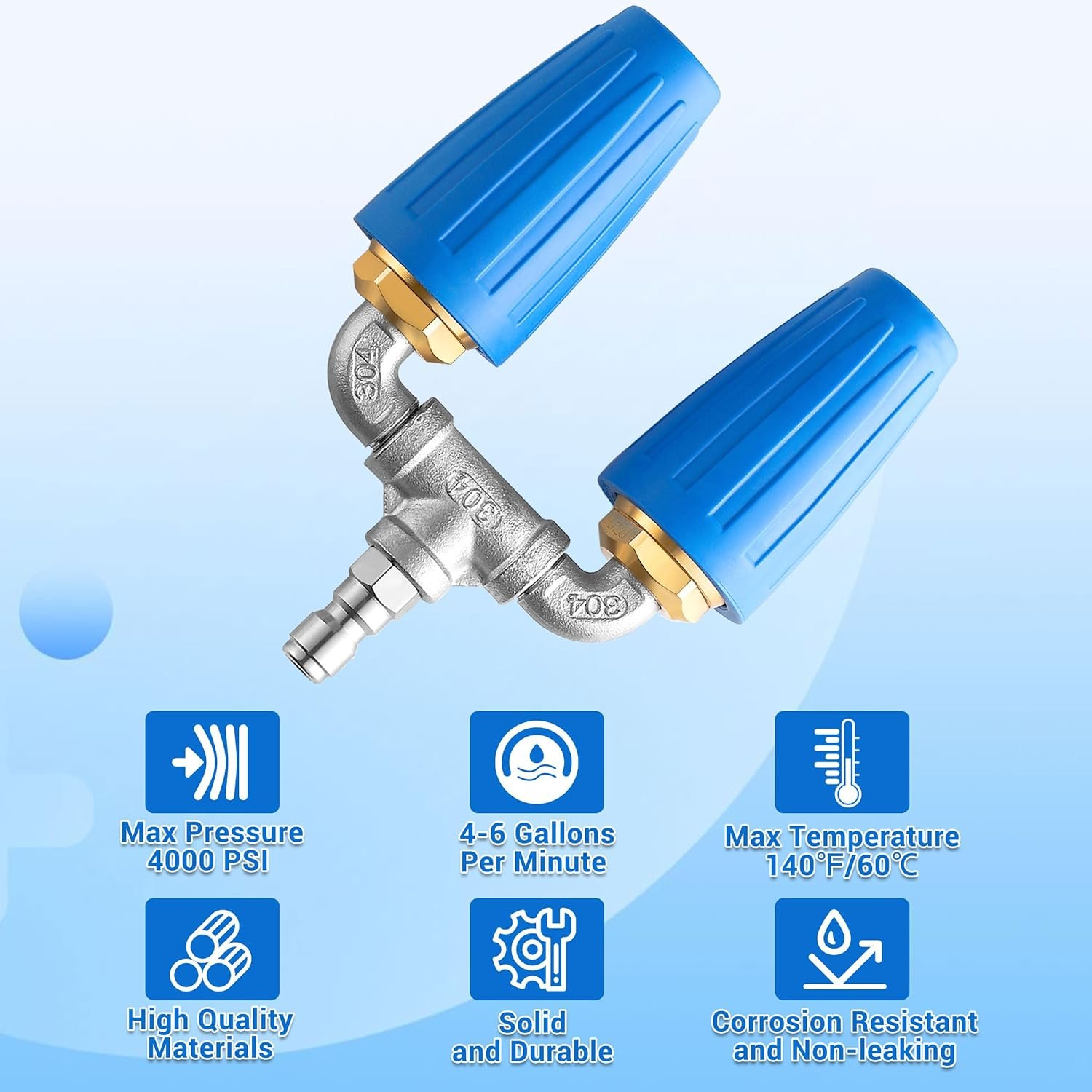 Dual Turbo Nozzle Pressure Washer 360 Rotating Turbo Nozzle with 1/4 Quick Connector 2.0 Orifice Twin Turbo Nozzle 4-6 GPM