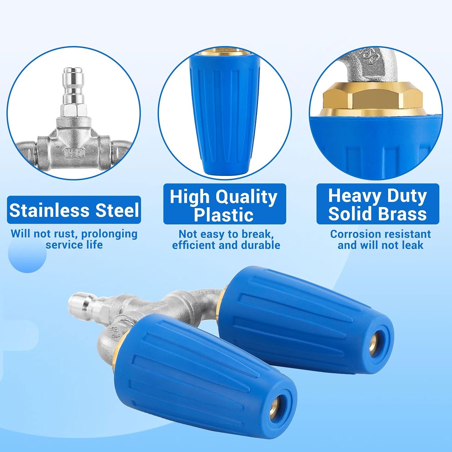 Dual Turbo Nozzle Pressure Washer 360 Rotating Turbo Nozzle with 1/4 Quick Connector 2.0 Orifice Twin Turbo Nozzle 4-6 GPM