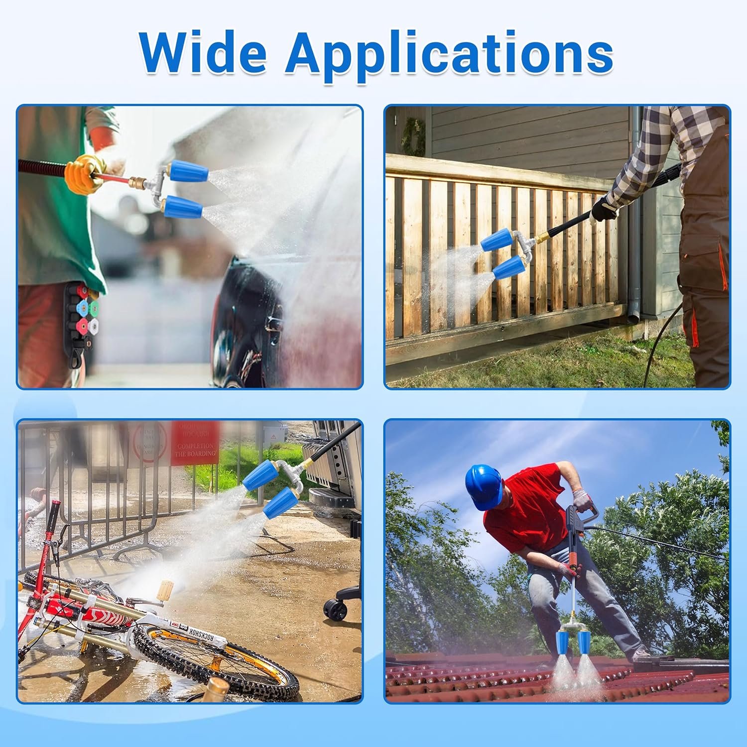 Dual Turbo Nozzle Pressure Washer 360 Rotating Turbo Nozzle with 1/4 Quick Connector 2.0 Orifice Twin Turbo Nozzle 4-6 GPM