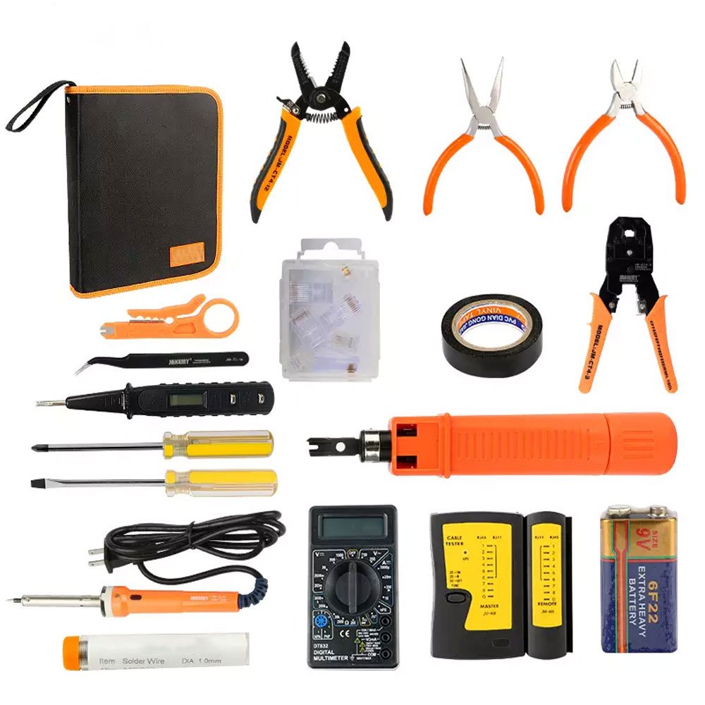 11 In 1 Pliers Hardware Hand Tool Set Including Cable Tester Cat6 Cat5e Rj45 Rj11 Rj12 Crimp Network Tool Kit