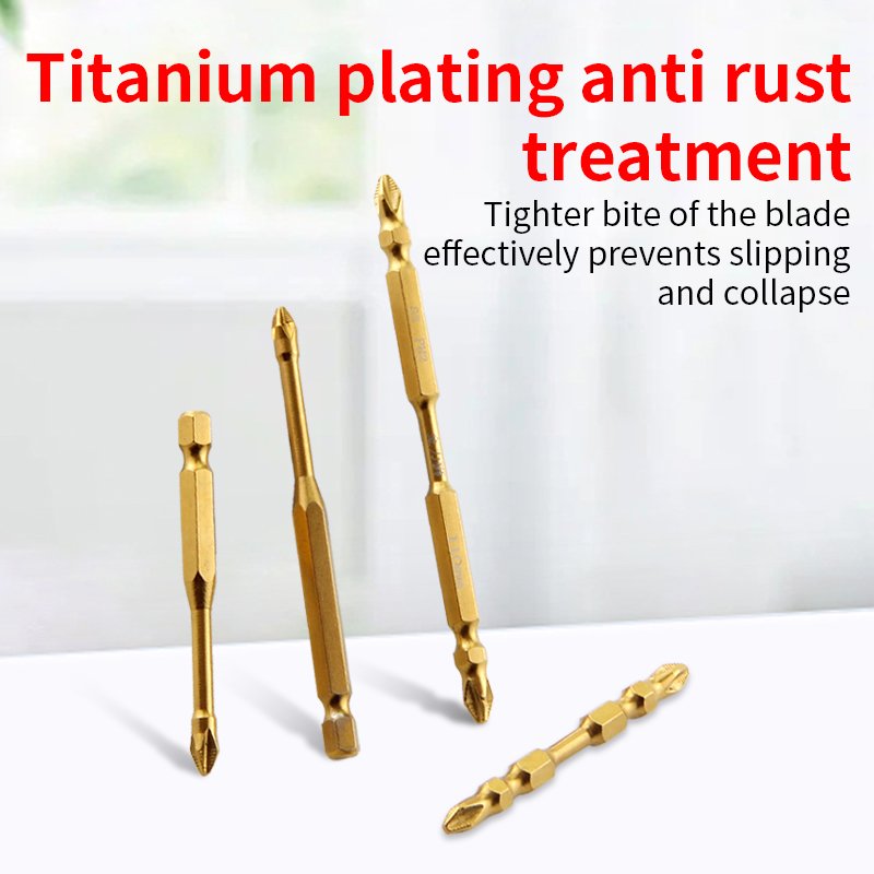 S3 Anti-Slip Titanium Plated Cross-Shaped Screwdriver Head Impact-Resistant Strongly Magnetic Hand Drill Accessory Power Tools