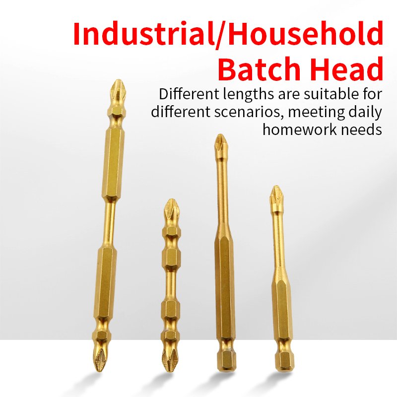 S3 Anti-Slip Titanium Plated Cross-Shaped Screwdriver Head Impact-Resistant Strongly Magnetic Hand Drill Accessory Power Tools