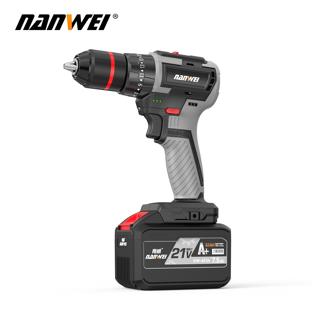 NANWEI 4/3/2pcs brushless cordless power tools set power drill angle grinder power impact wrench Impact electric hammer