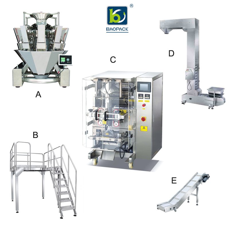 Baopack VP42 Potato Chips Cornflakes Auto Packing Production Line with Carton Erector, Carton Sealer