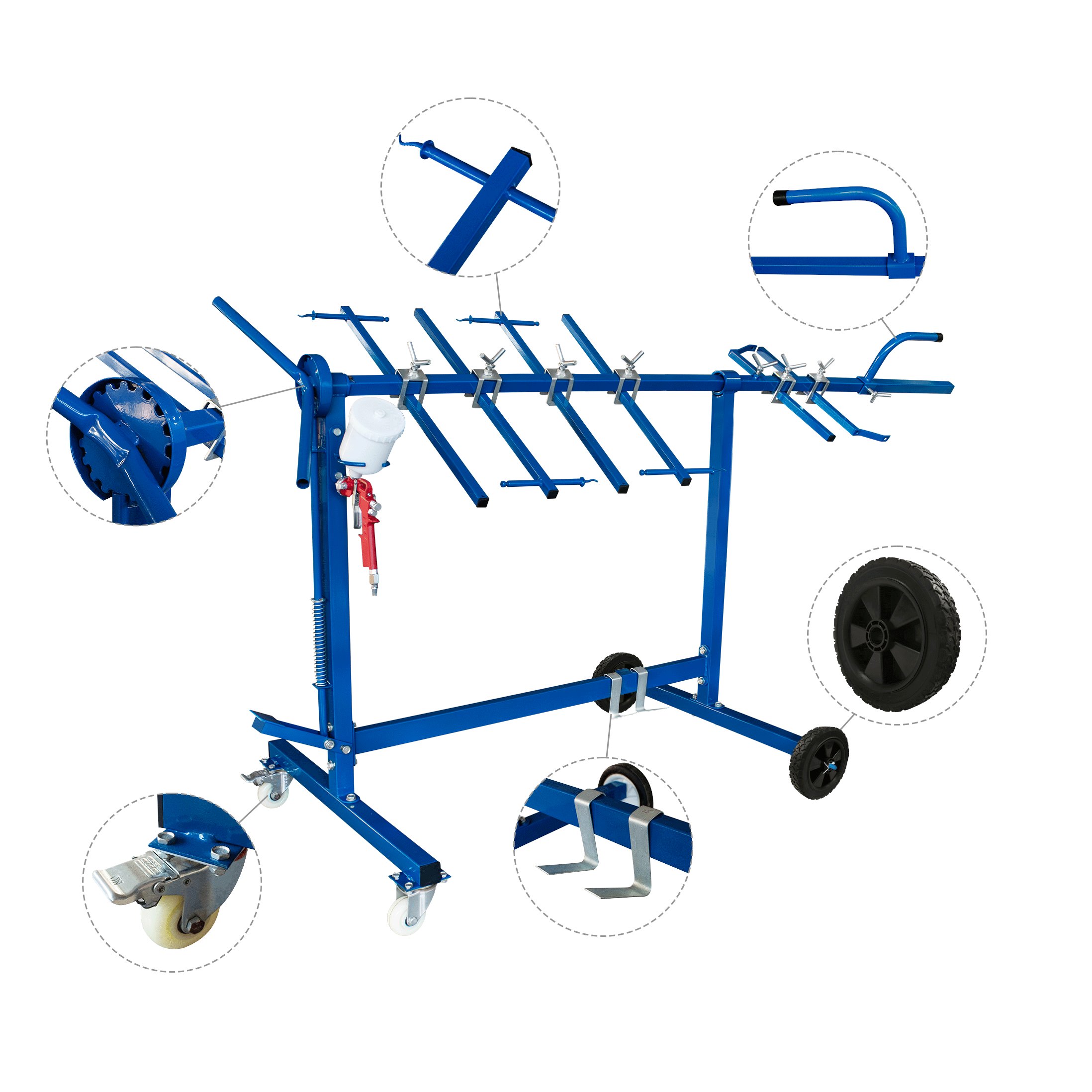 PS101 Frame Bumper Polishing Auto Body Shop Bumper Stand Car Truck Rolling Repair Spray Paint Bracket Shelf Display Rack