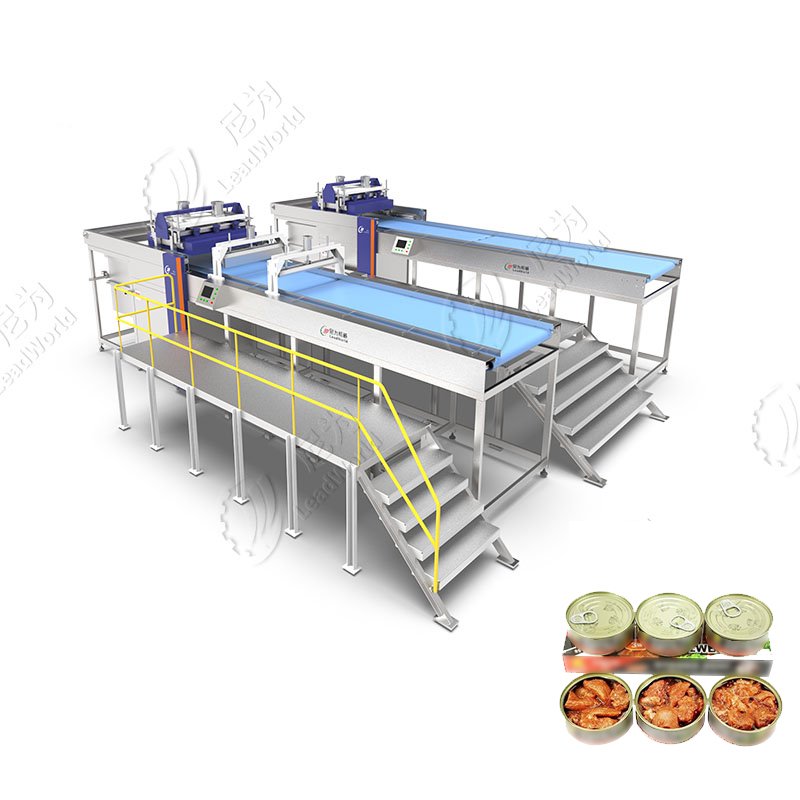 Canned Food Manufacturing Industry Meat Luncheon Filler Seamer Labeller Food Can Pork Filling Seaming Production Line