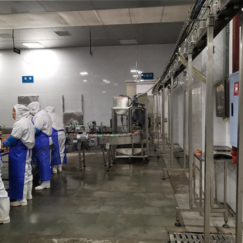 Canned Food Manufacturing Industry Meat Luncheon Filler Seamer Labeller Food Can Pork Filling Seaming Production Line