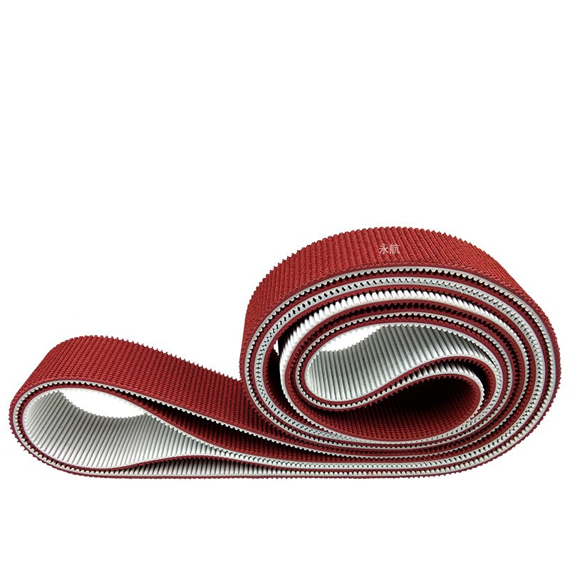 Wave Grass Rough Surface Friction non-slip Conveyor PU Timing Belt with red color