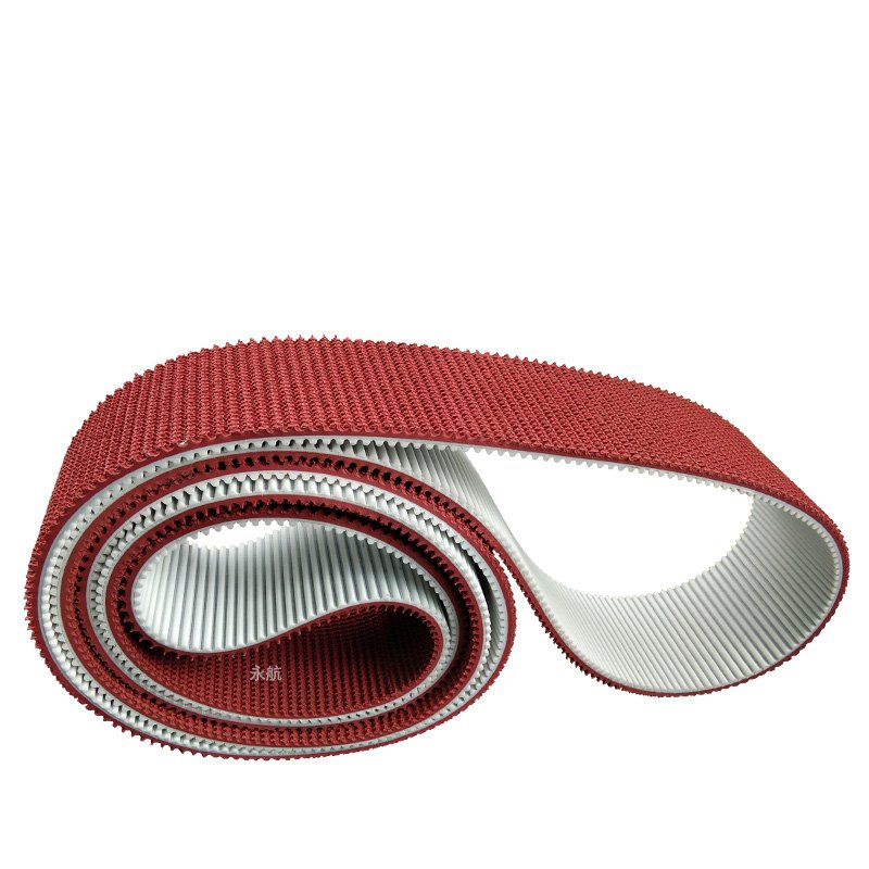 Wave Grass Rough Surface Friction non-slip Conveyor PU Timing Belt with red color