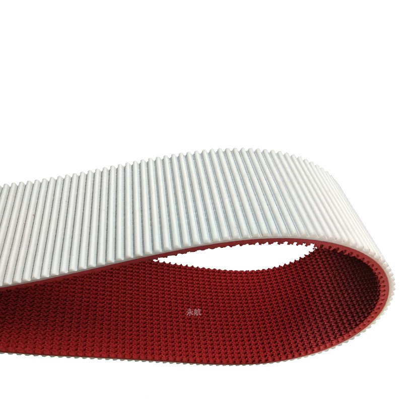 Wave Grass Rough Surface Friction non-slip Conveyor PU Timing Belt with red color