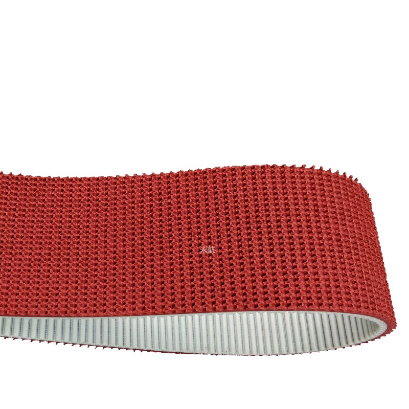 Wave Grass Rough Surface Friction non-slip Conveyor PU Timing Belt with red color