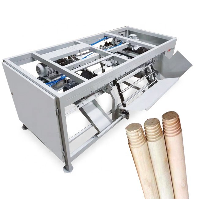 Broom wood handle dome end cutting screw threading machine wooden handle screw making machine