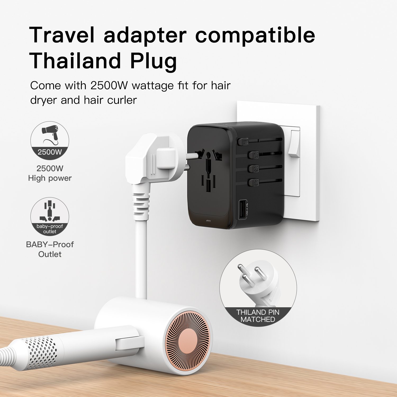 global universal international travel power adapter plug adapter outlet usb charger Travel Adaptor type c