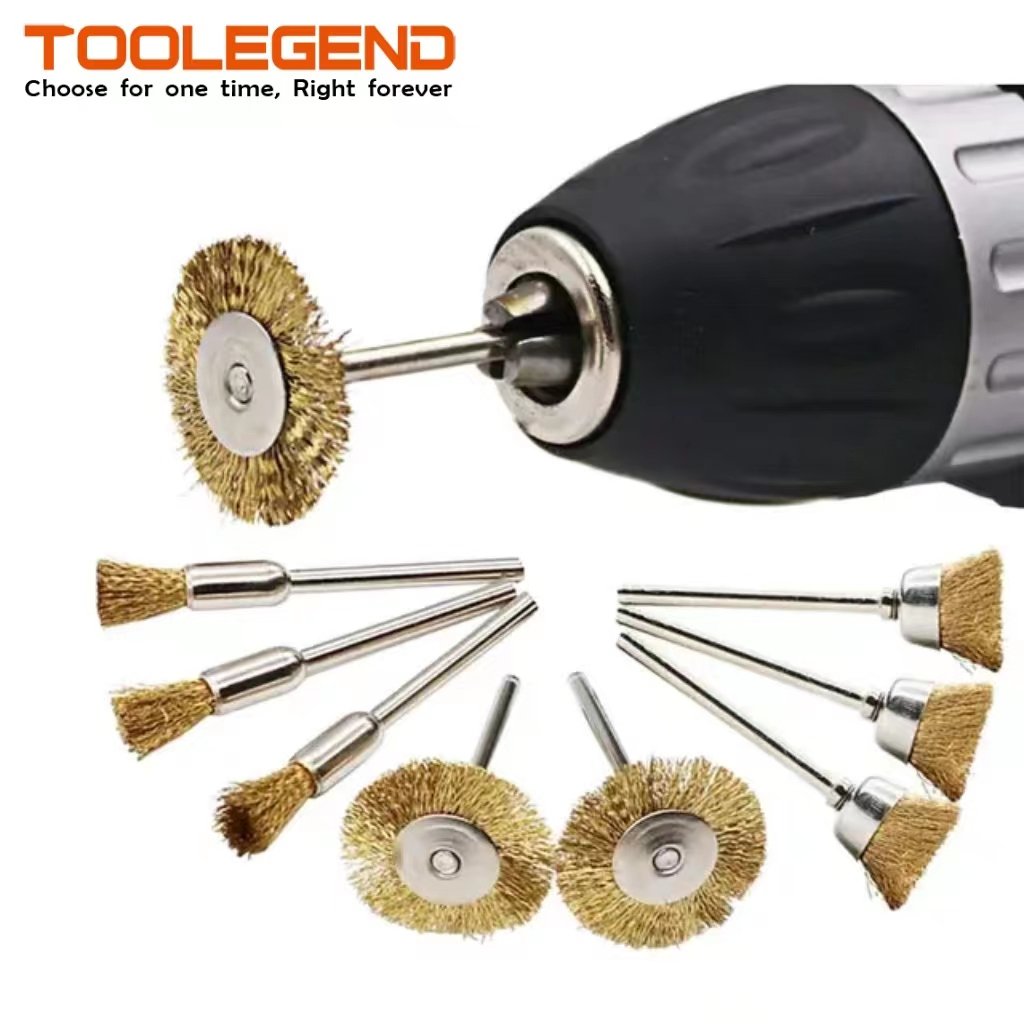 high quality 5-piece brass-coated wire brush set (2 bar flat brush, 2 bowl brush, 1 brush) other power tool accessories