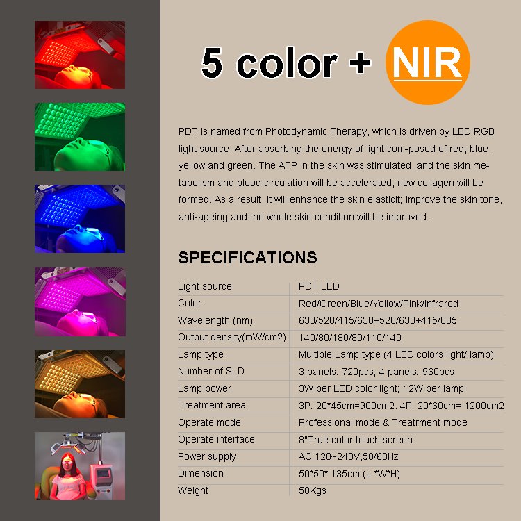 Photon Red Led Pdt Machine Led Light Therapy Photo Dynamic Therapy Green Light Standing Machine for Spa and Salon Whitening Led