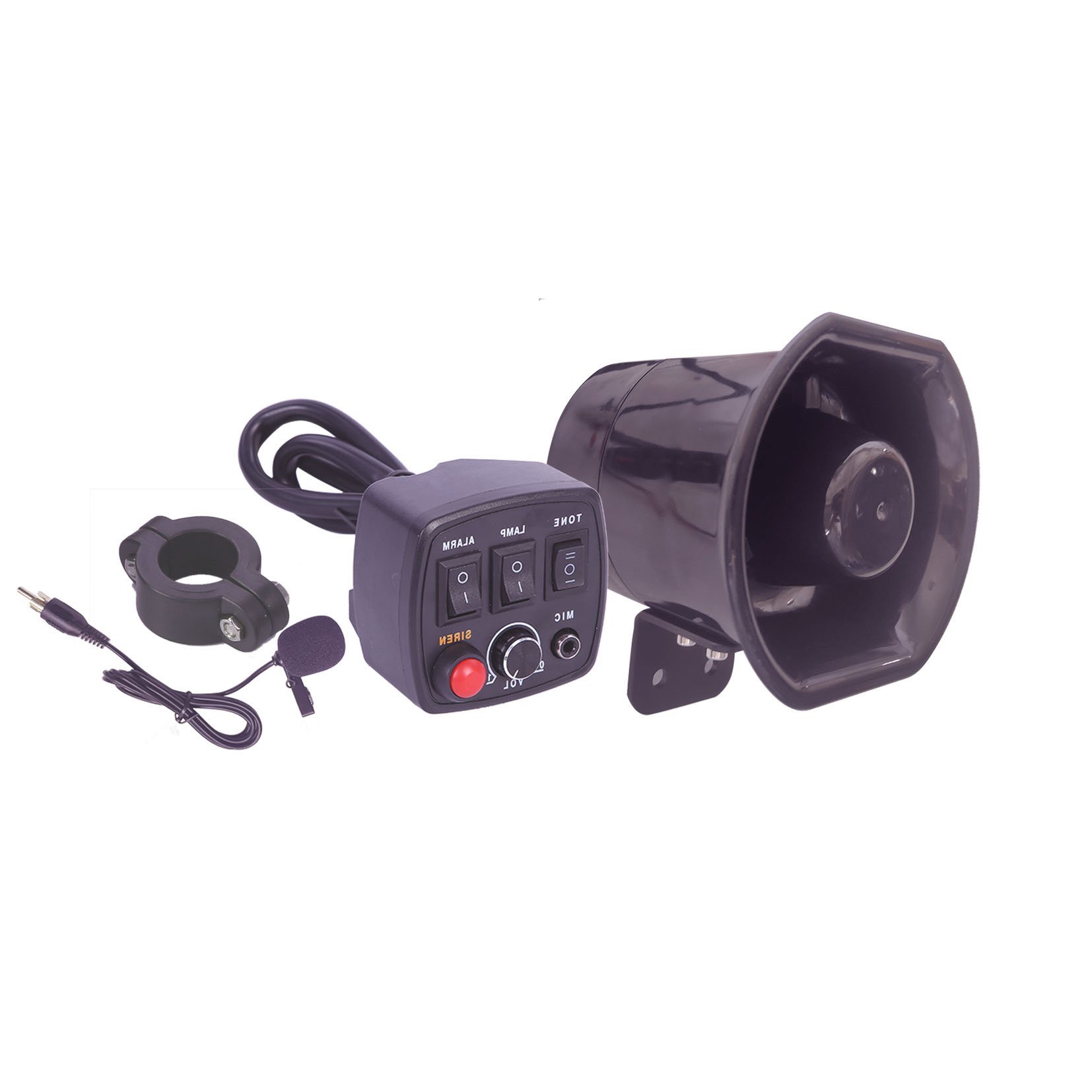 Motorcycle Siren and Lights Bundle Emergency Motorcycle Rear Warning Light Motorcycle Horn Siren Warning Alarm Loudspeaker