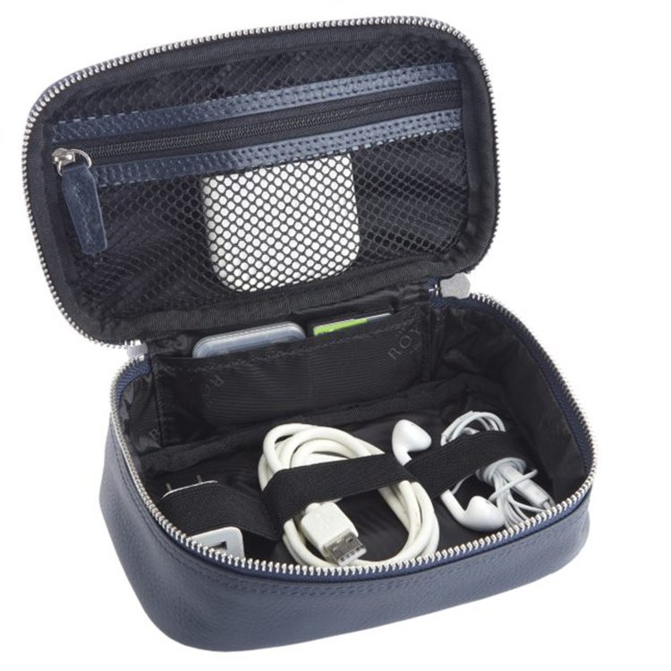 Small Tool Bag Leather Electronic Travel Cable Organizer Tech Gadgets Carrying Pouch Holder For Cord Phone Chargers Power Bank