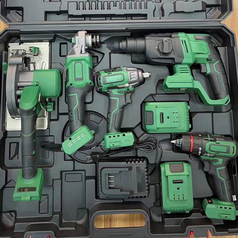 3-5 Pcs Cordless Rechargeable Professional Brushless Electric Hammer Drill Angle Grinder Wrenches Chainsaw Combination Tool Set
