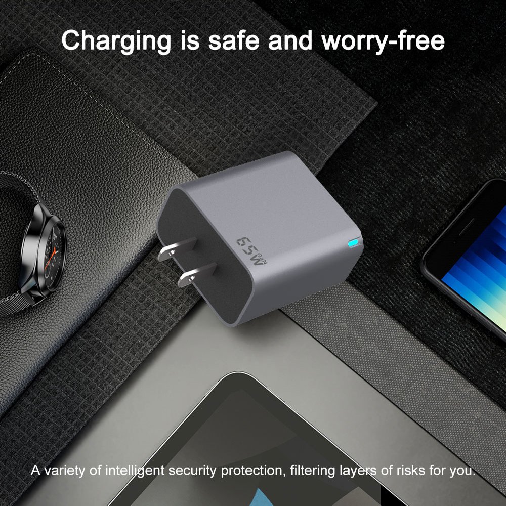 New Design PD Charginng 3-Port US Plug USB-C Wall Charger Super Fast 65W Power Adapter for Iphone