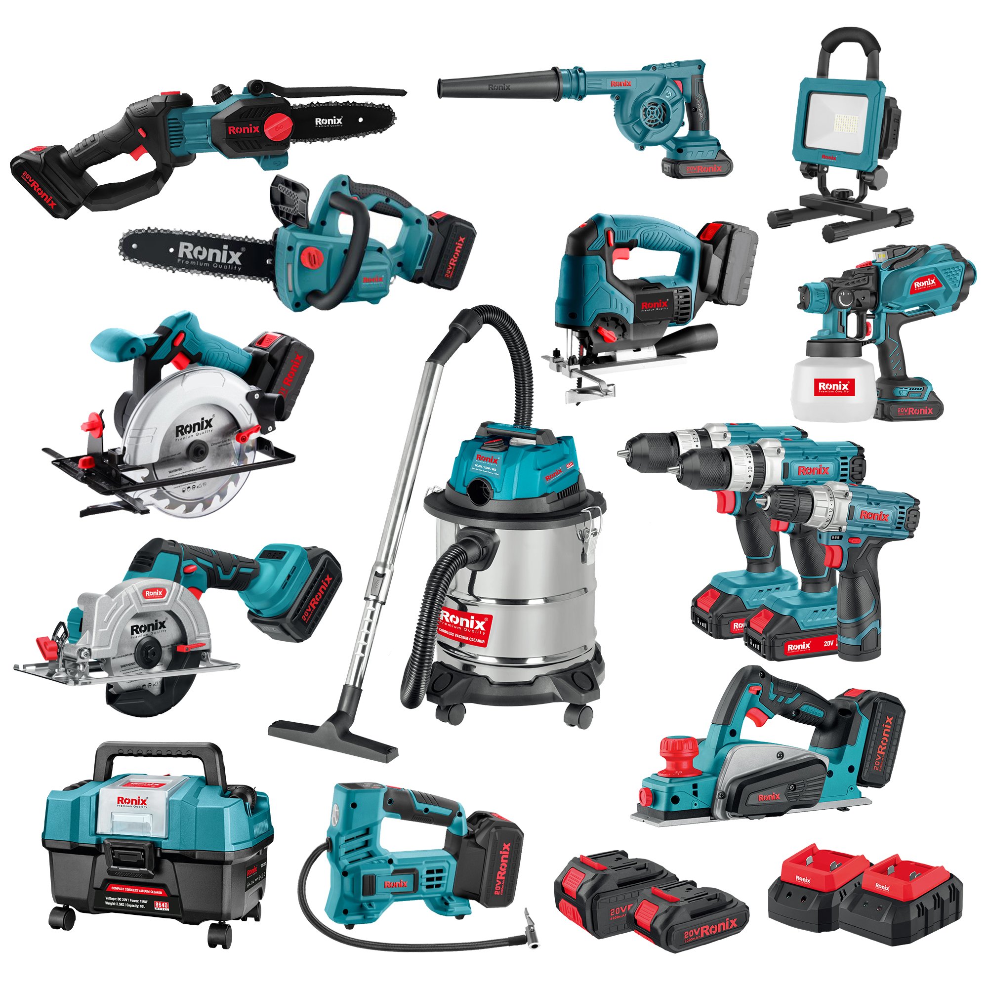 Ronix 86 Series Combination Power Tool Kits Electric Hammer Impact Drill Angle Grinder Cordless Wrench Portable Circular Saw