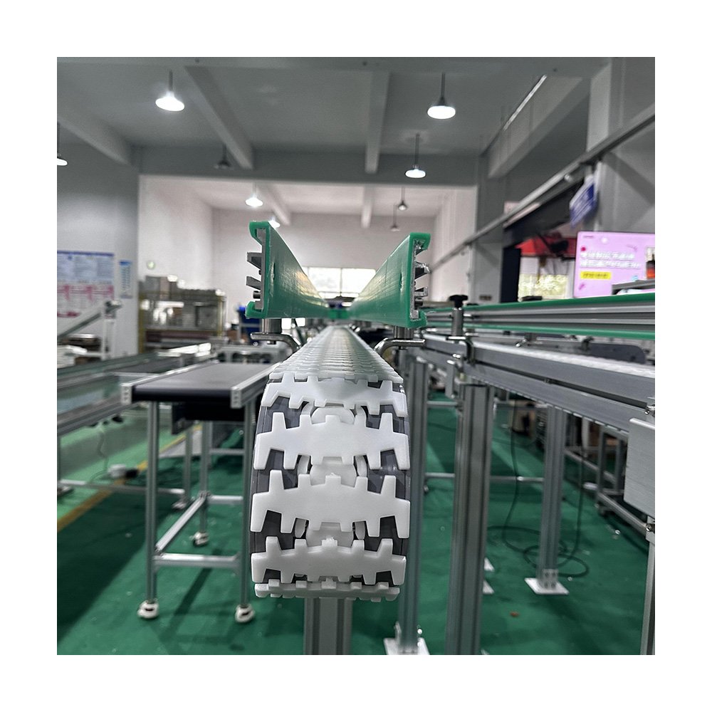 BIFA Flex Link Bottle Line Conveyor U S Turning Table Flat Top Chain Slat Conveyor Line