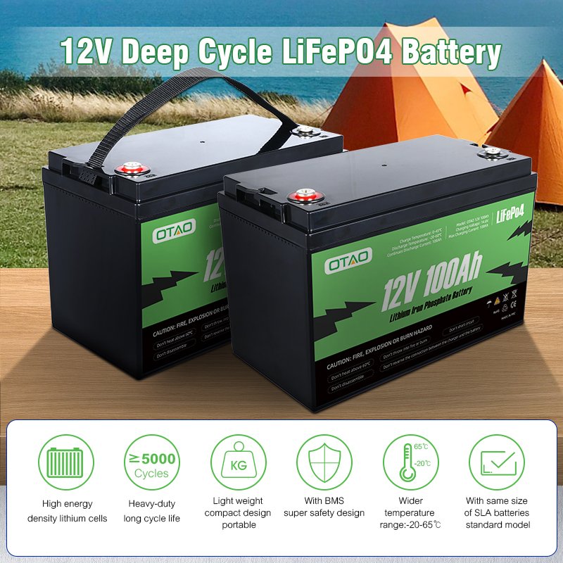 Stock In Europe USA Lithium Iron Phosphate Battery Pack Baterias De Litio 12V 24V 100AH OTAO Lifepo4 Energy Storage Powerstation
