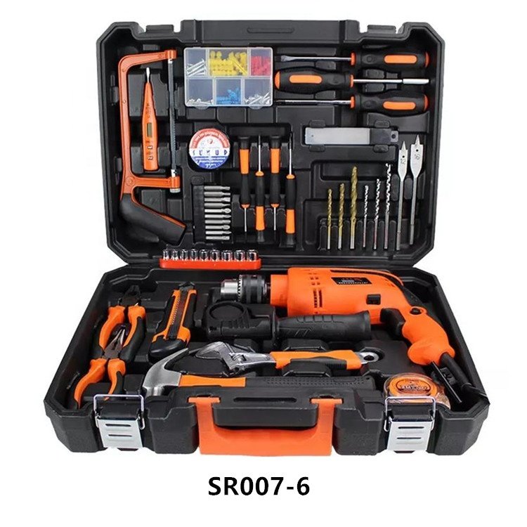 15PCS Home Tool Set Hand Tools Set Electrical Tools and Hardware Toolbox with Electric Drill SR012-1