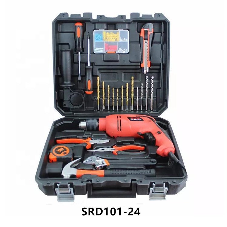 15PCS Home Tool Set Hand Tools Set Electrical Tools and Hardware Toolbox with Electric Drill SR012-1