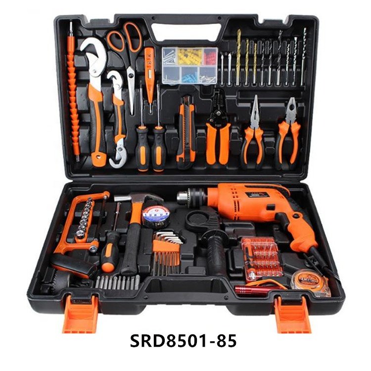 15PCS Home Tool Set Hand Tools Set Electrical Tools and Hardware Toolbox with Electric Drill SR012-1