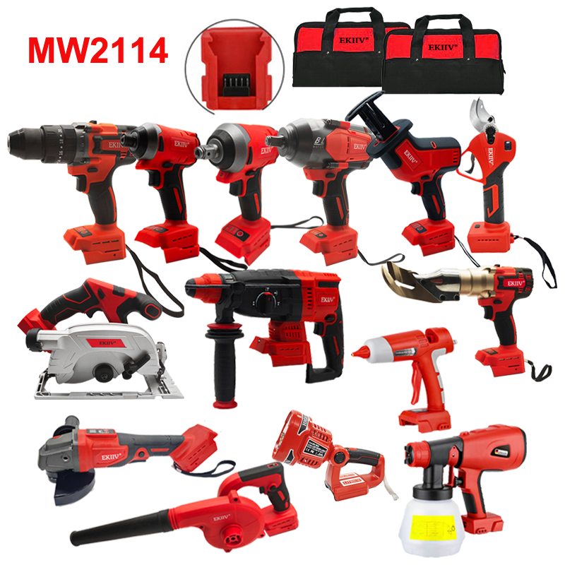 13 pieces set EKIIV China lithiuion cordless combo kits 18v 21v 4.0ah 6.0ah power tools cordless combo kit