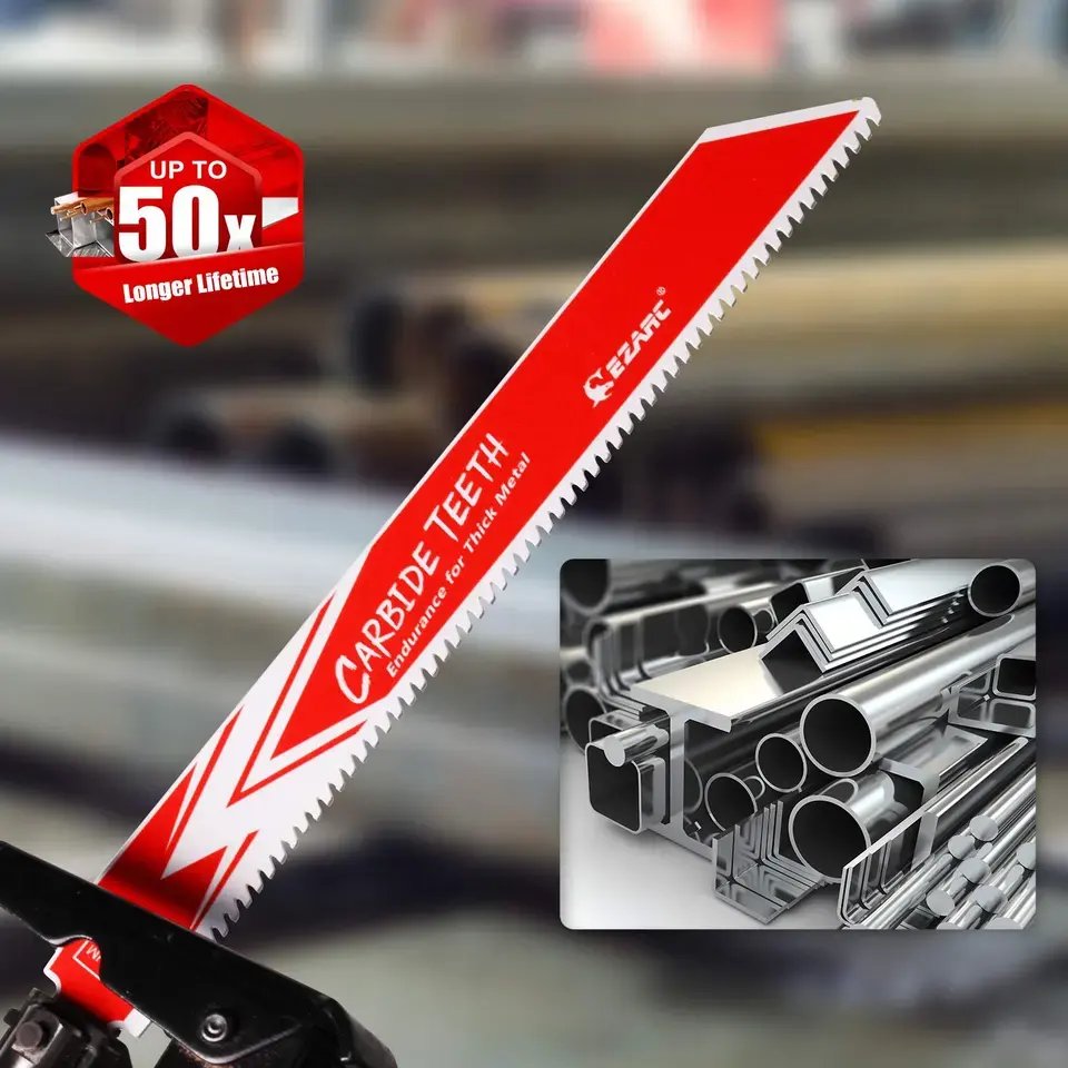 EZARC Carbide Reciprocating Saw Blade 6inch 8TPI Endurance for tick metal, cast Iron, alloy steel