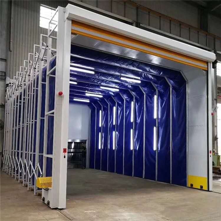 Customized Retractable Mobile Telescopic Paint Spray Booth Auto Open Semi-Open Face For Gas Disposal Machinery
