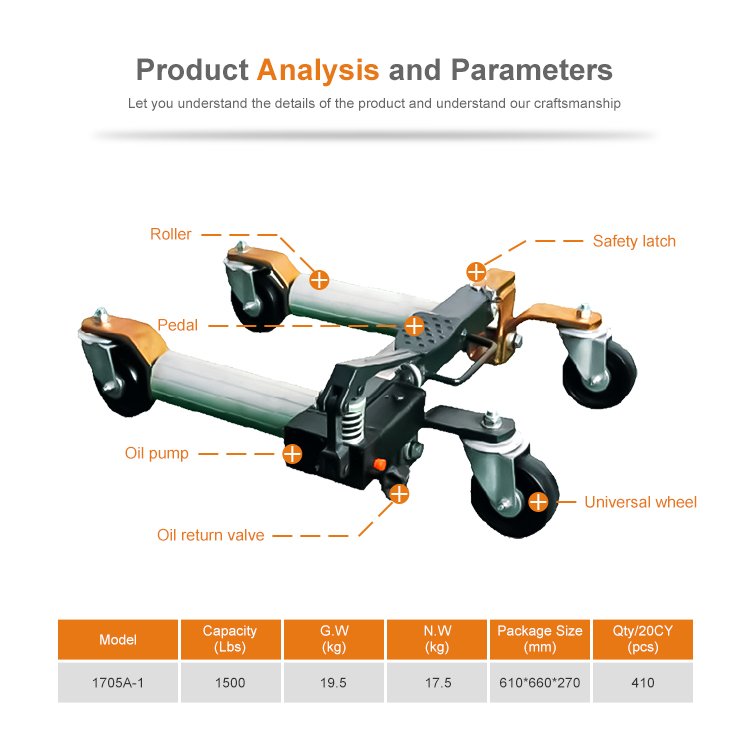 Car Mover 9 Inches Wheel Dolly (Galvanized and Aluminium) Hydraulic Position Jack