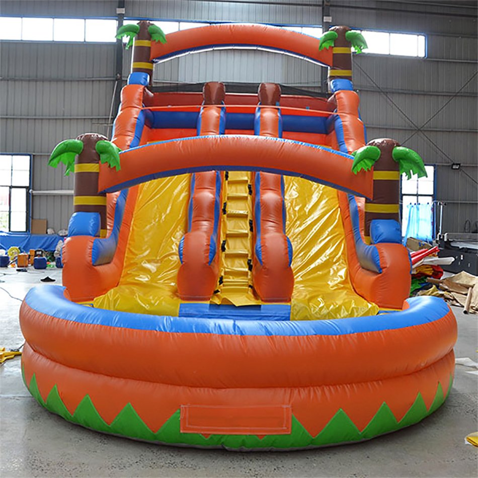 Outdoor Large Video Game Inflatable Water Slide With Pool Inflatable Body Touch Game