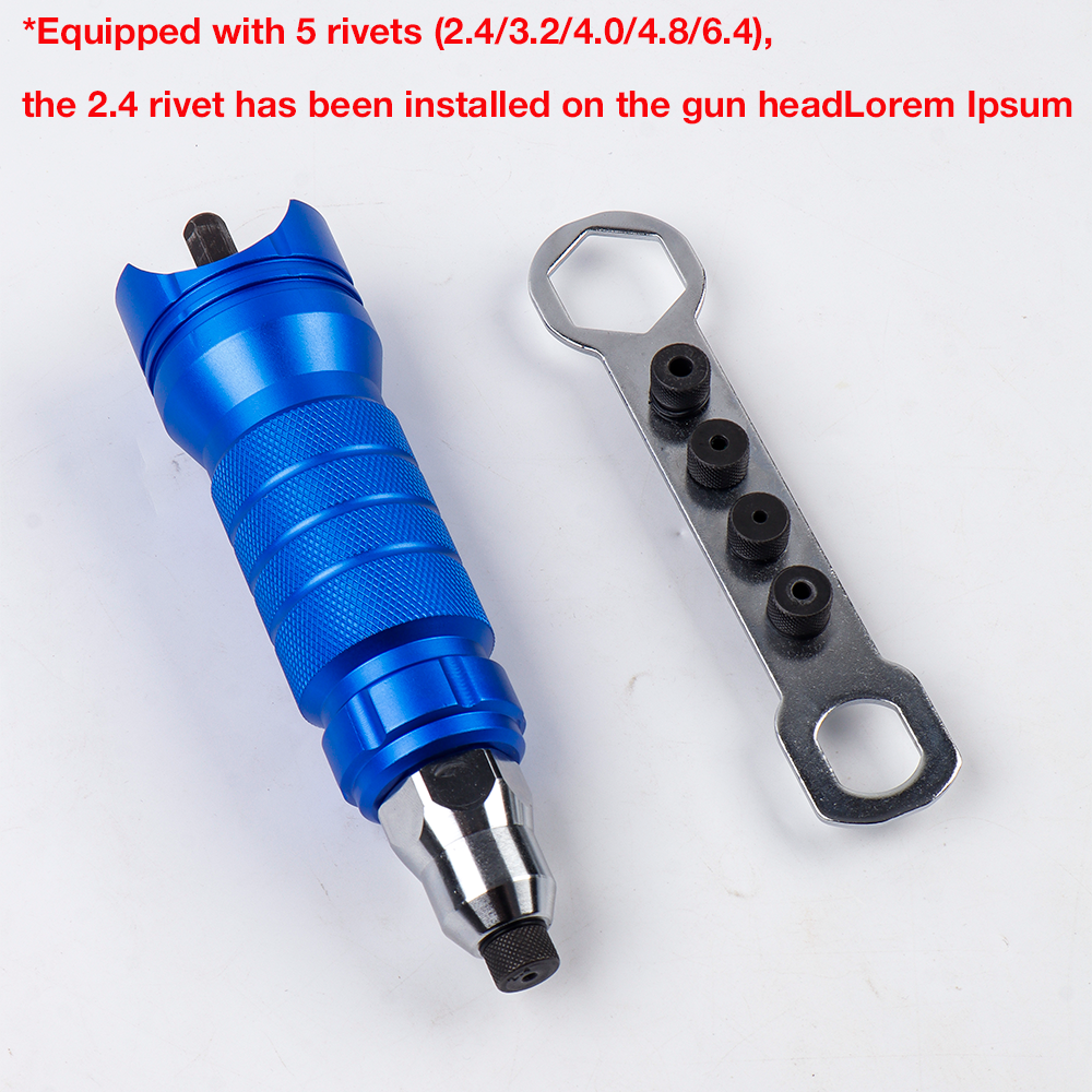 New Electric Cordless Rivet Gun Adapter Head 2.4-6.4mm Drill Power Tools Inserting Nut to Pulling Rivet Power Tool Accessories.