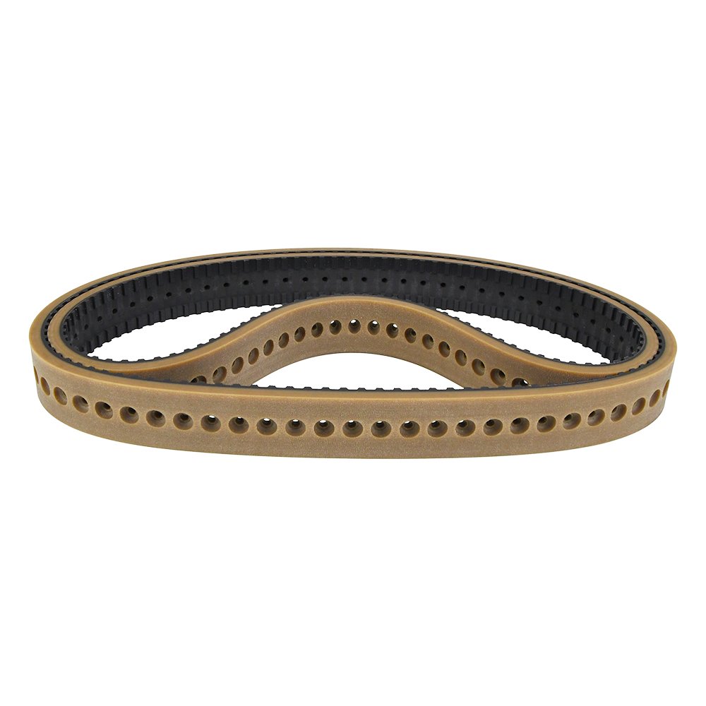 Seamless power transmission vacuum effect wear resistant 390L 38 pulling film belt with counterbore