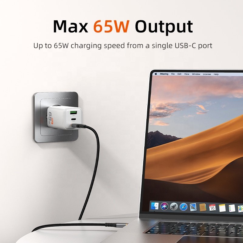 EU 65W GaN PD quick charger USB-C port wall mount adapter mobile phone accessory for Huawei for xiaomi