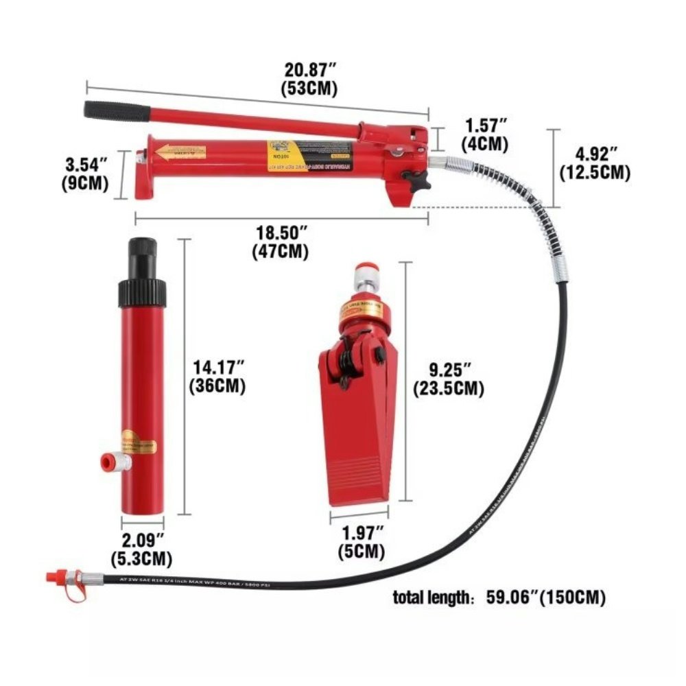 10 Ton Hydraulic Portable Power Body Frame Repair Kits Auto Shop Tool Lift Equipment