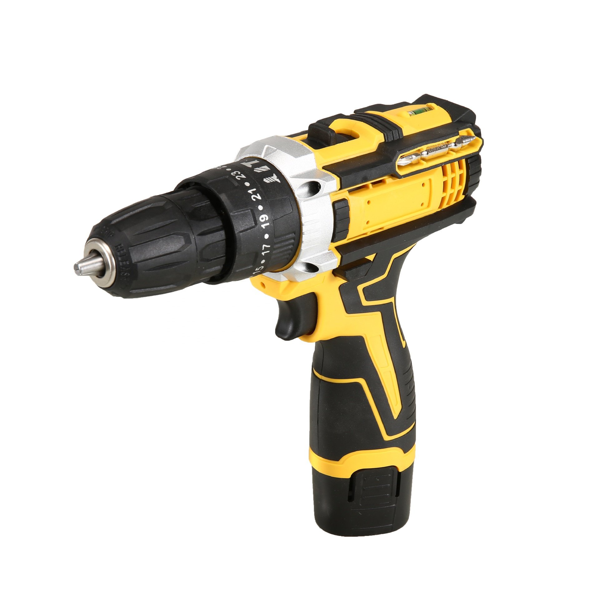 12V lithium battery rechargeable household drill 3-function New power tool hand drill set lithium Yellow impact drill set