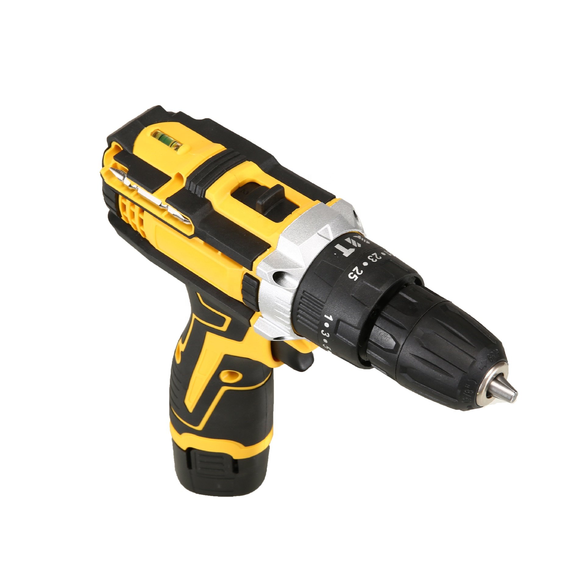 12V lithium battery rechargeable household drill 3-function New power tool hand drill set lithium Yellow impact drill set