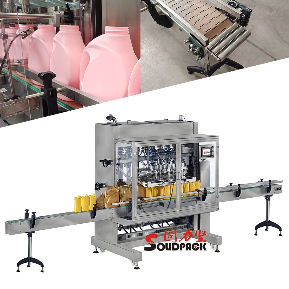Solidpack Full Automatic Motor Oil 6 Heads Servo Motor Filler Lubricating Oil Canning Line Equipment