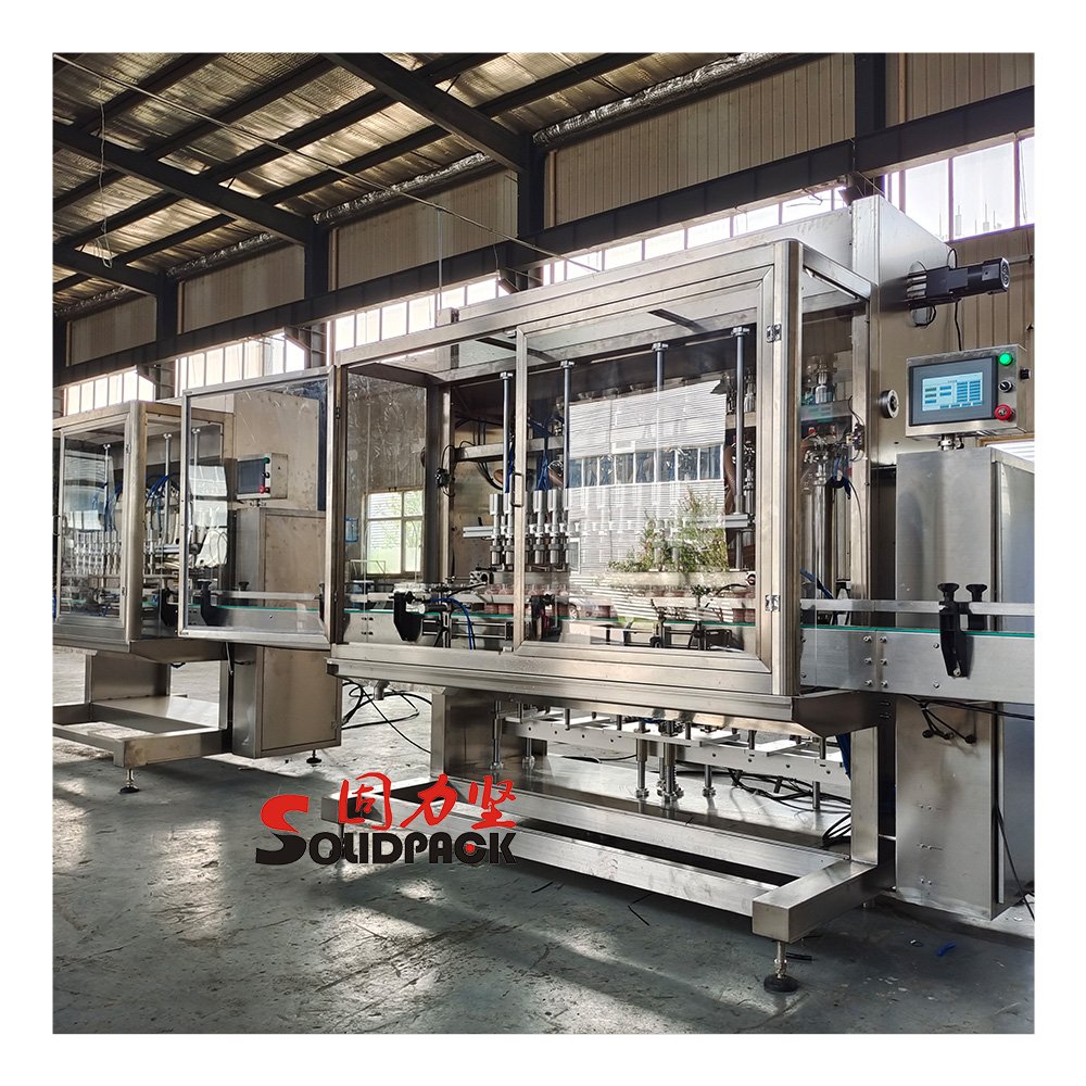Solidpack Full Automatic Motor Oil 6 Heads Servo Motor Filler Lubricating Oil Canning Line Equipment