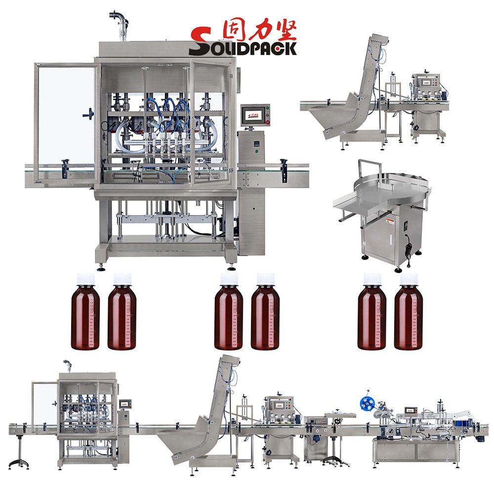 Solidpack Full Automatic Motor Oil 6 Heads Servo Motor Filler Lubricating Oil Canning Line Equipment