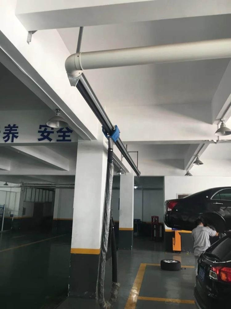 AA4C Car Exhaust Extracting System Auto Vehicle Exhaust Gas Tumbler Dual Pipe Ends Automatically Control Customize Size