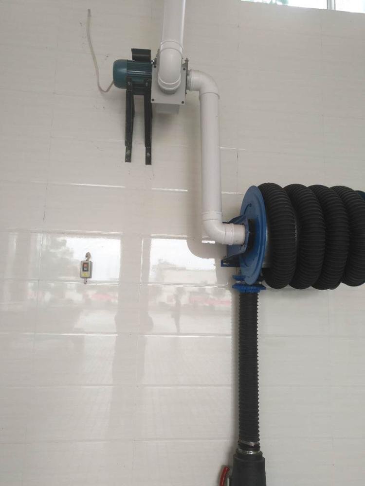 AA4C Car Exhaust Extracting System Auto Vehicle Exhaust Gas Tumbler Dual Pipe Ends Automatically Control Customize Size